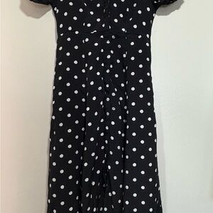 Zara Black and White Polka Dot Dress Red Piping